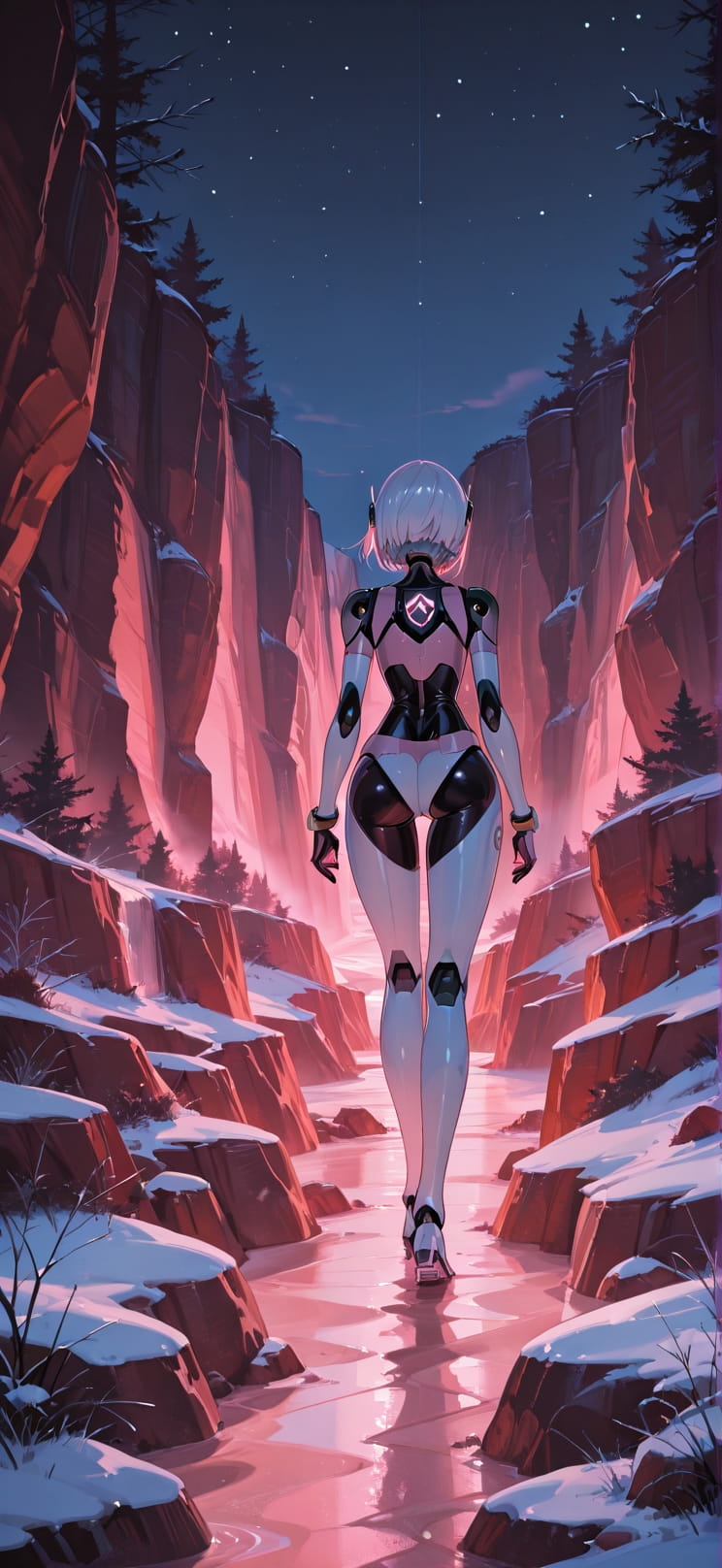 Canyon Pink Night Nature Winter Machine mobile wallpaper / スマホ壁紙