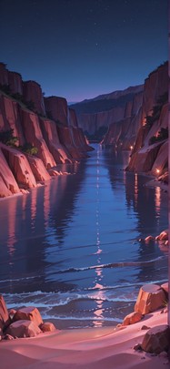 Canyon Pink Night Sea Summer mobile wallpaper / スマホ壁紙