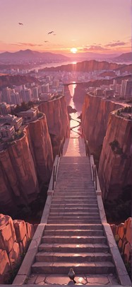 Canyon Pink Sunset City Summer Animal mobile wallpaper / スマホ壁紙