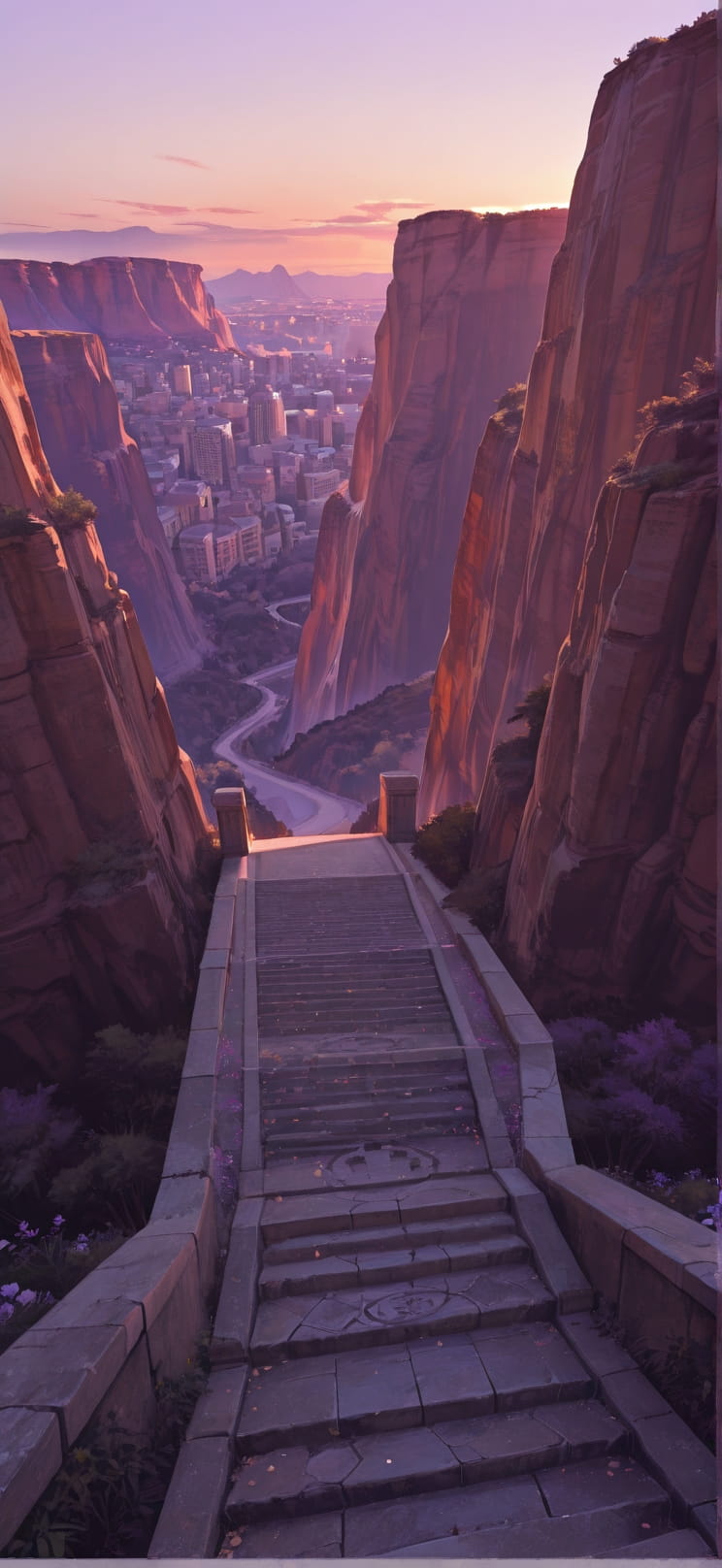 Canyon Purple Afternoon City Spring mobile wallpaper / スマホ壁紙