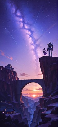 Canyon Purple Sunset City Summer Machine mobile wallpaper / スマホ壁紙