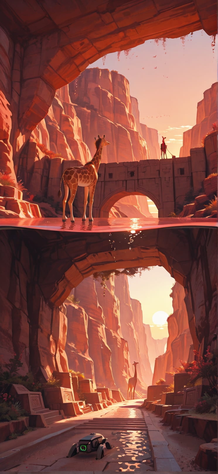 Canyon Red Afternoon Sea Spring Animal Machine mobile wallpaper / スマホ壁紙
