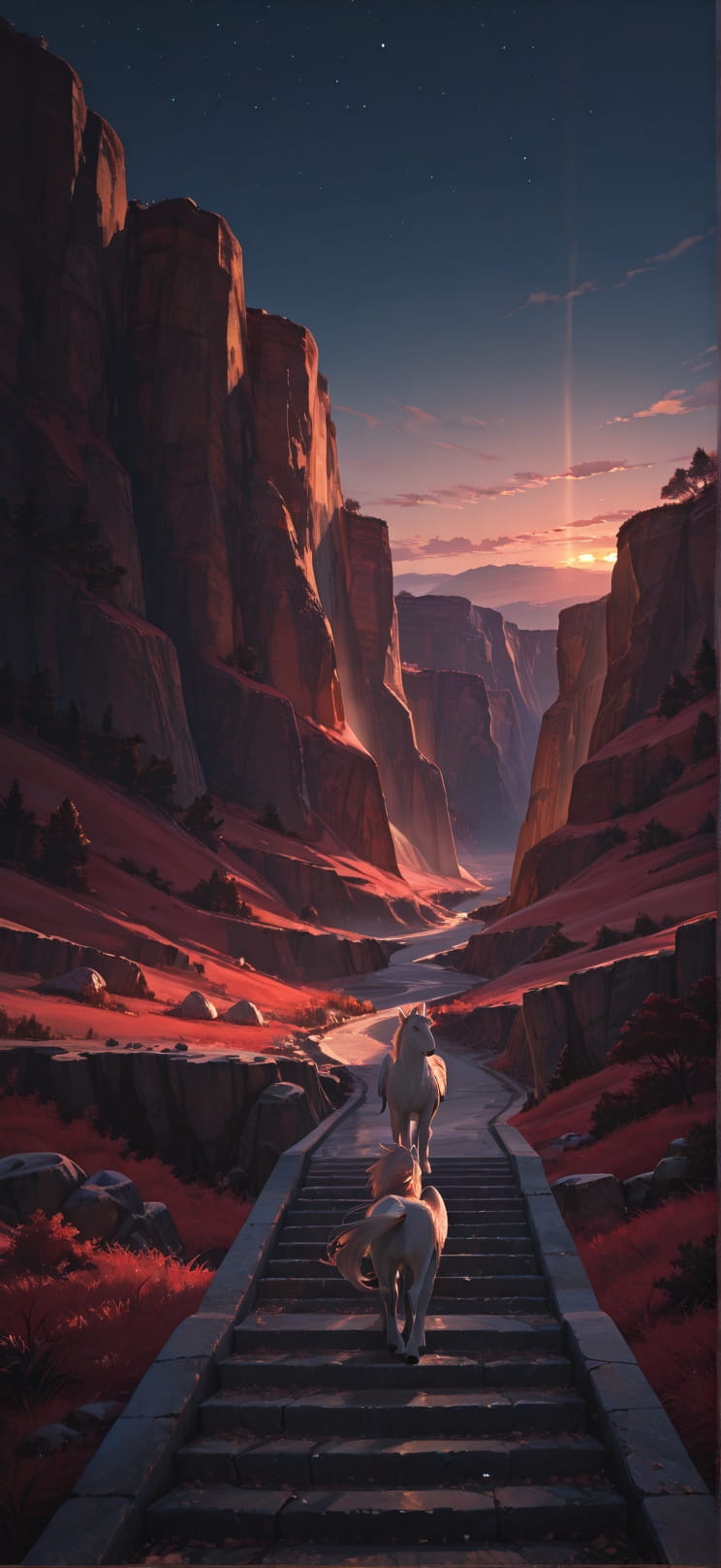 Canyon Red Night Nature Winter Animal mobile wallpaper / スマホ壁紙