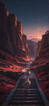 Canyon Red Night Nature Winter Animal mobile wallpaper / スマホ壁紙