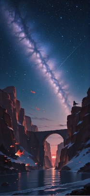 Canyon Red Night Sea Winter Animal Machine mobile wallpaper / スマホ壁紙