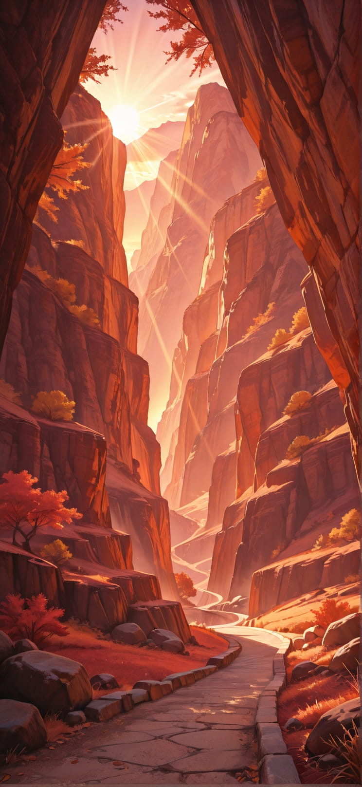 Canyon Red Sunset Mountain Autumn mobile wallpaper / スマホ壁紙