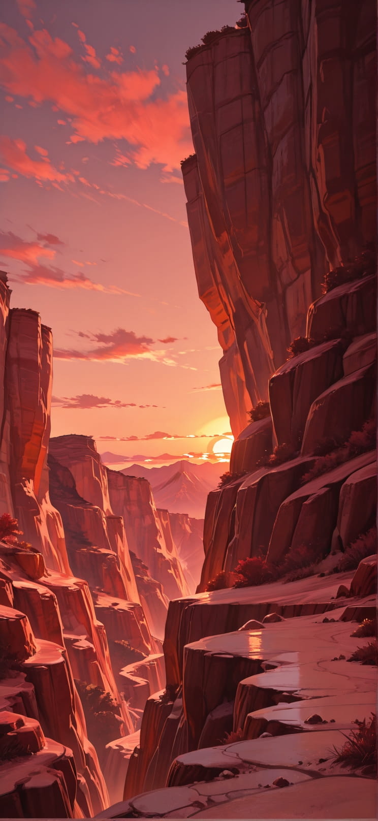 Canyon Red Sunset Mountain Summer mobile wallpaper / スマホ壁紙