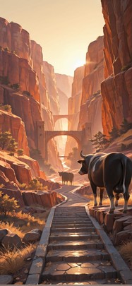 Canyon Yellow Afternoon Nature Winter Animal Machine mobile wallpaper / スマホ壁紙