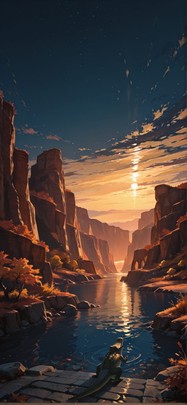 Canyon Yellow Night Sea Autumn Animal mobile wallpaper / スマホ壁紙