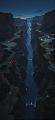 Canyon Yellow Night Sea Spring mobile wallpaper / スマホ壁紙