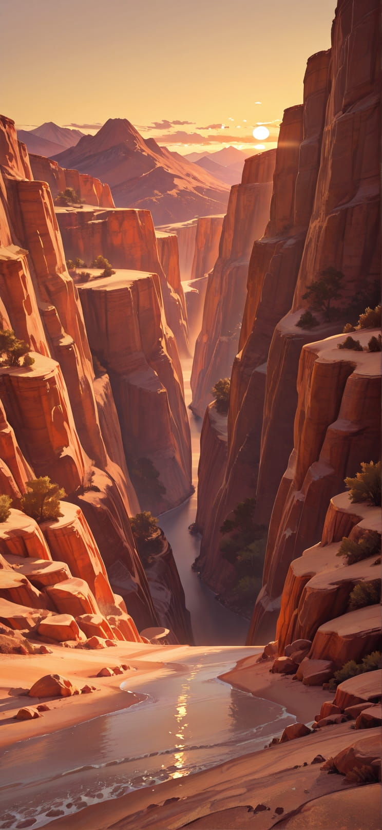 Canyon Yellow Sunset Mountain Summer mobile wallpaper / スマホ壁紙