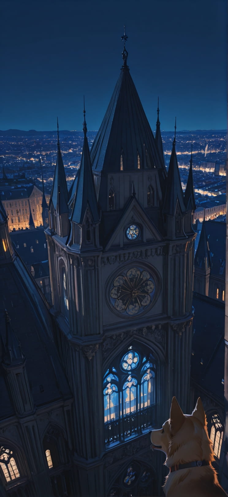 Cathedral Blue Night City Summer Animal mobile wallpaper / スマホ壁紙