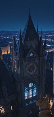 Cathedral Blue Night City Summer Animal mobile wallpaper / スマホ壁紙