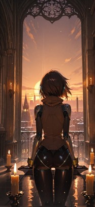 Cathedral Brown Sunset City Winter Machine mobile wallpaper / スマホ壁紙