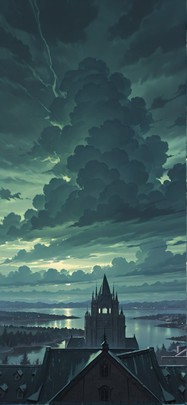 Cathedral Green Afternoon Sea Winter mobile wallpaper / スマホ壁紙