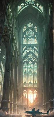 Cathedral Green Sunset City Winter Animal mobile wallpaper / スマホ壁紙