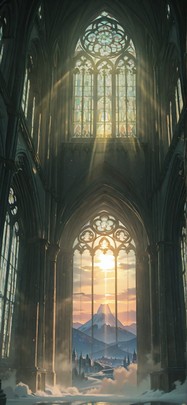 Cathedral Green Sunset Mountain Winter mobile wallpaper / スマホ壁紙