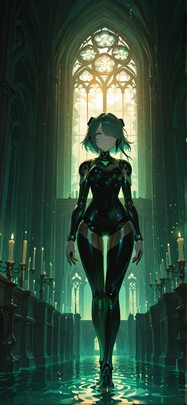 Cathedral Green Sunset Sea Spring Machine mobile wallpaper / スマホ壁紙