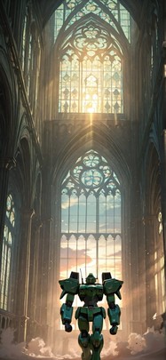 Cathedral Green Sunset Sky Spring Machine mobile wallpaper / スマホ壁紙