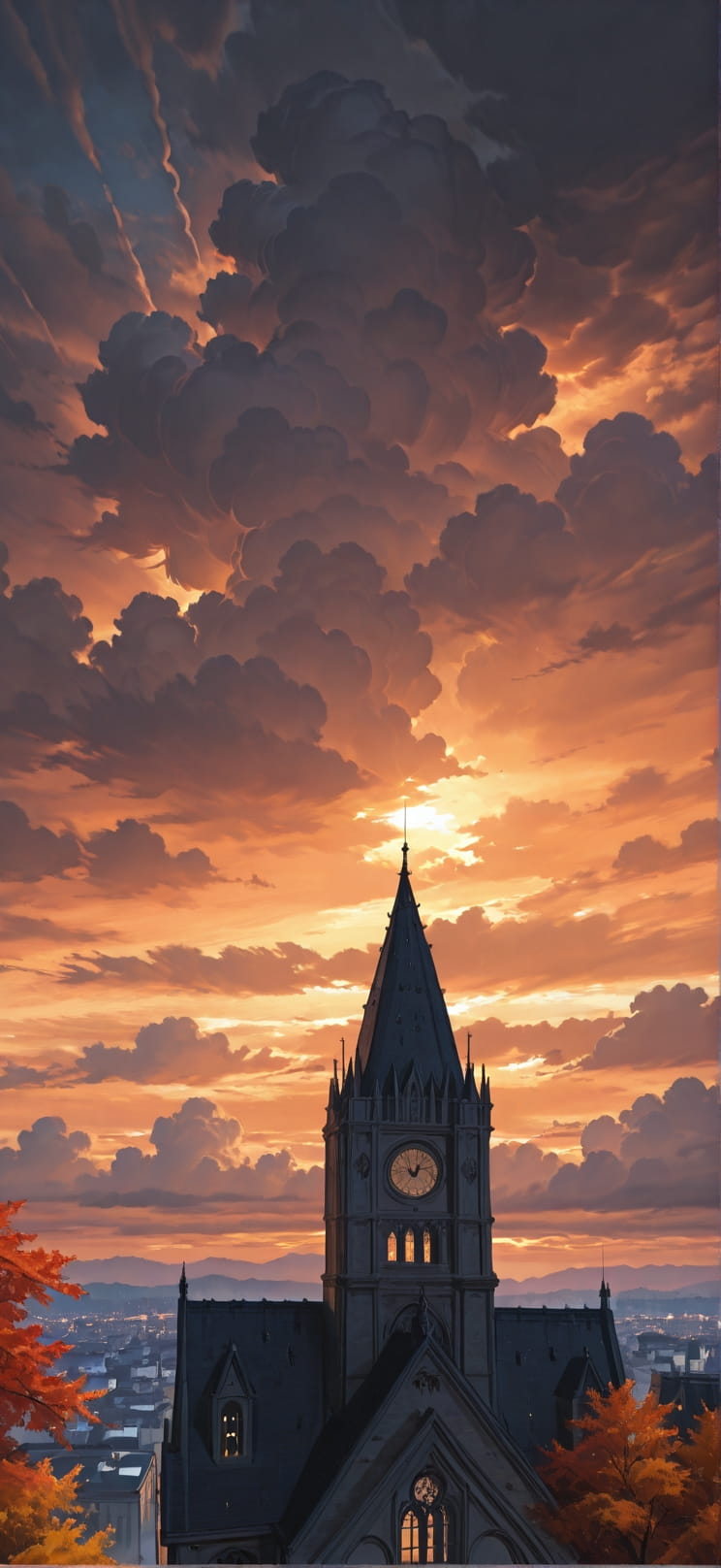 Cathedral Orange Afternoon Sky Autumn mobile wallpaper / スマホ壁紙