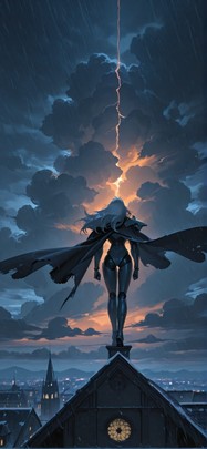 Cathedral Orange Night Sky Winter Machine mobile wallpaper / スマホ壁紙