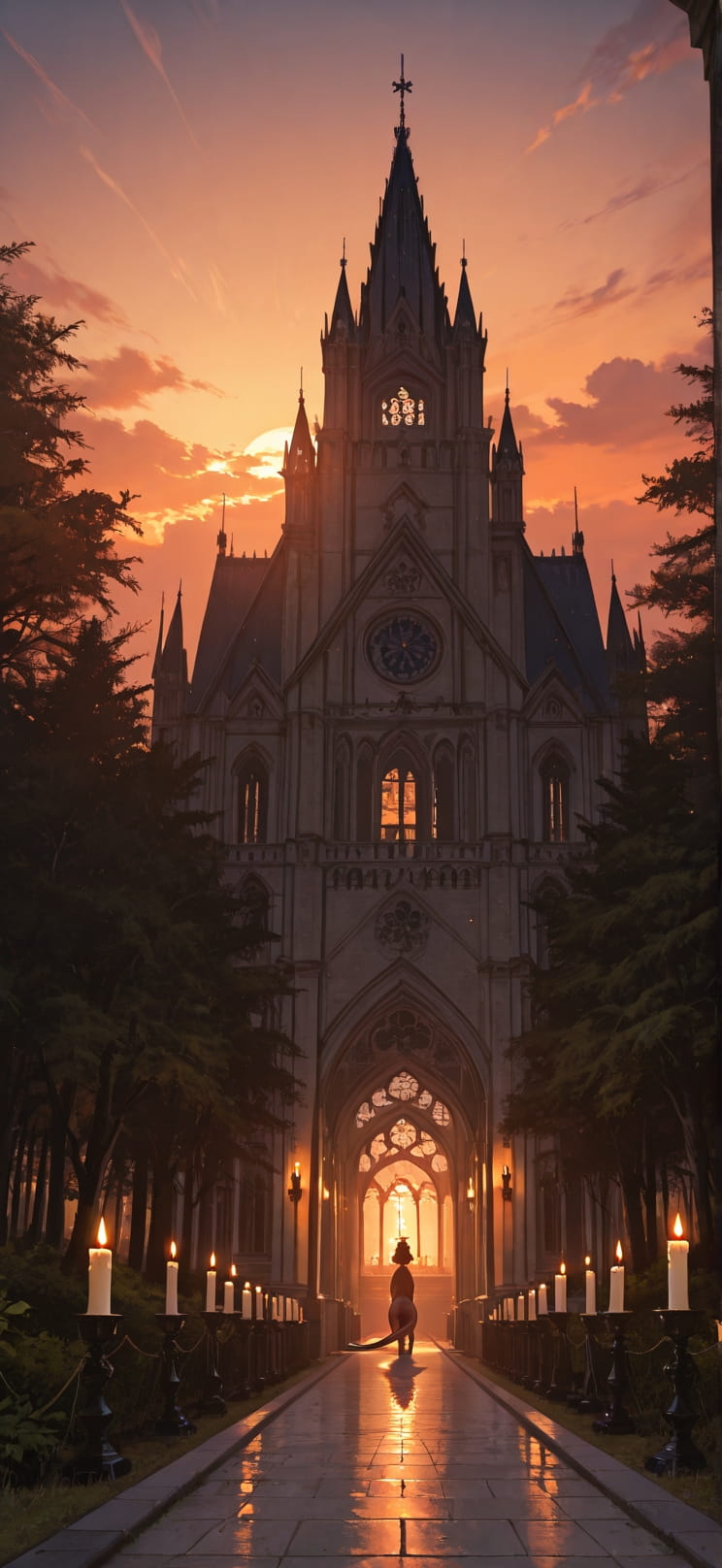 Cathedral Orange Sunset Nature Summer Animal mobile wallpaper / スマホ壁紙
