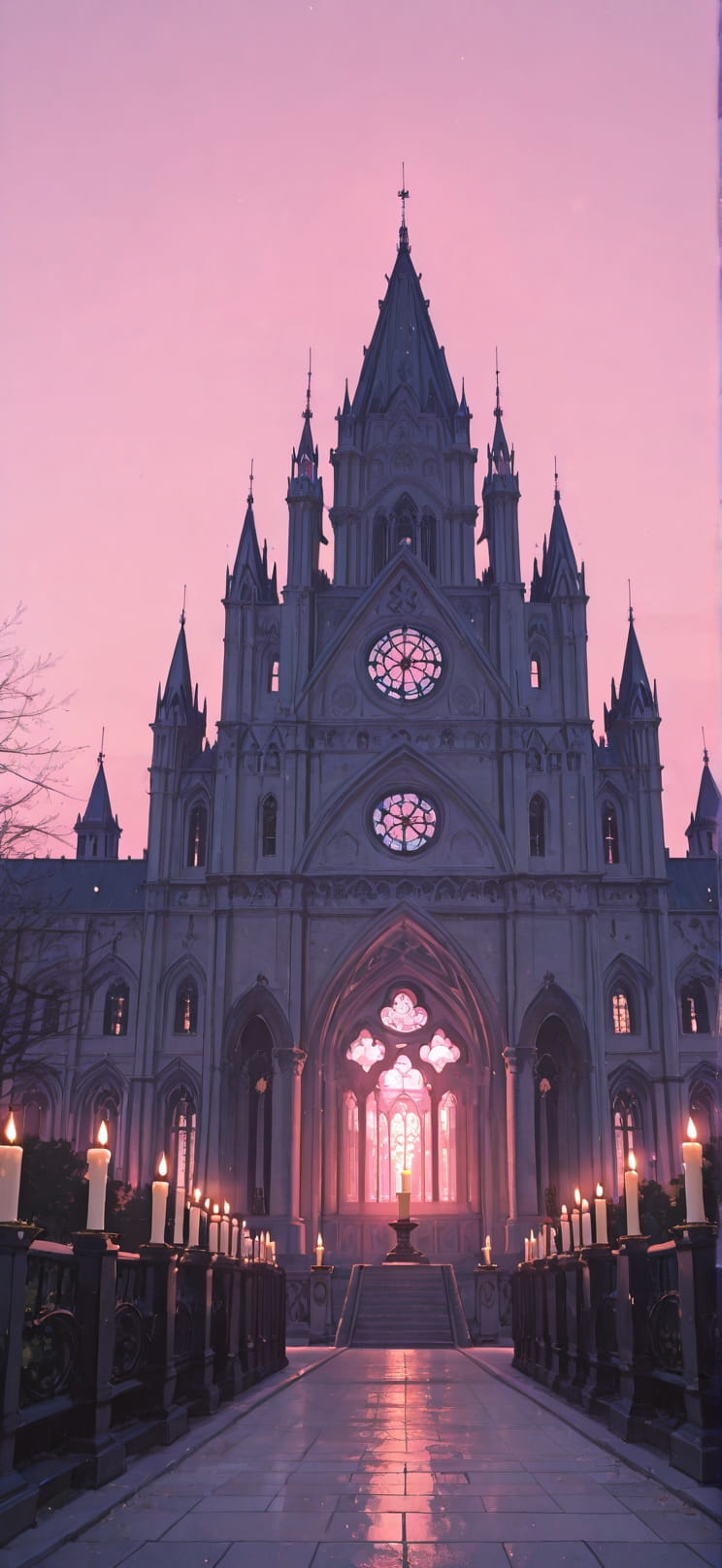 Cathedral Pink Afternoon City Spring mobile wallpaper / スマホ壁紙
