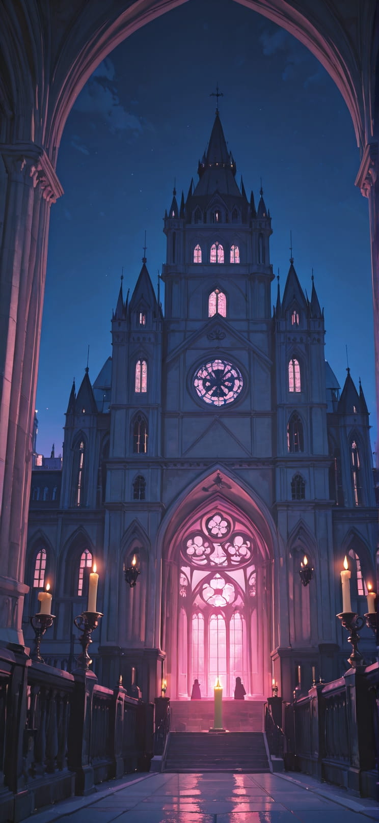Cathedral Pink Night City Summer Machine mobile wallpaper / スマホ壁紙