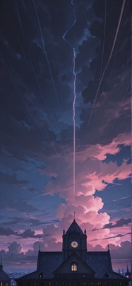 Cathedral Pink Night Sky Spring mobile wallpaper / スマホ壁紙
