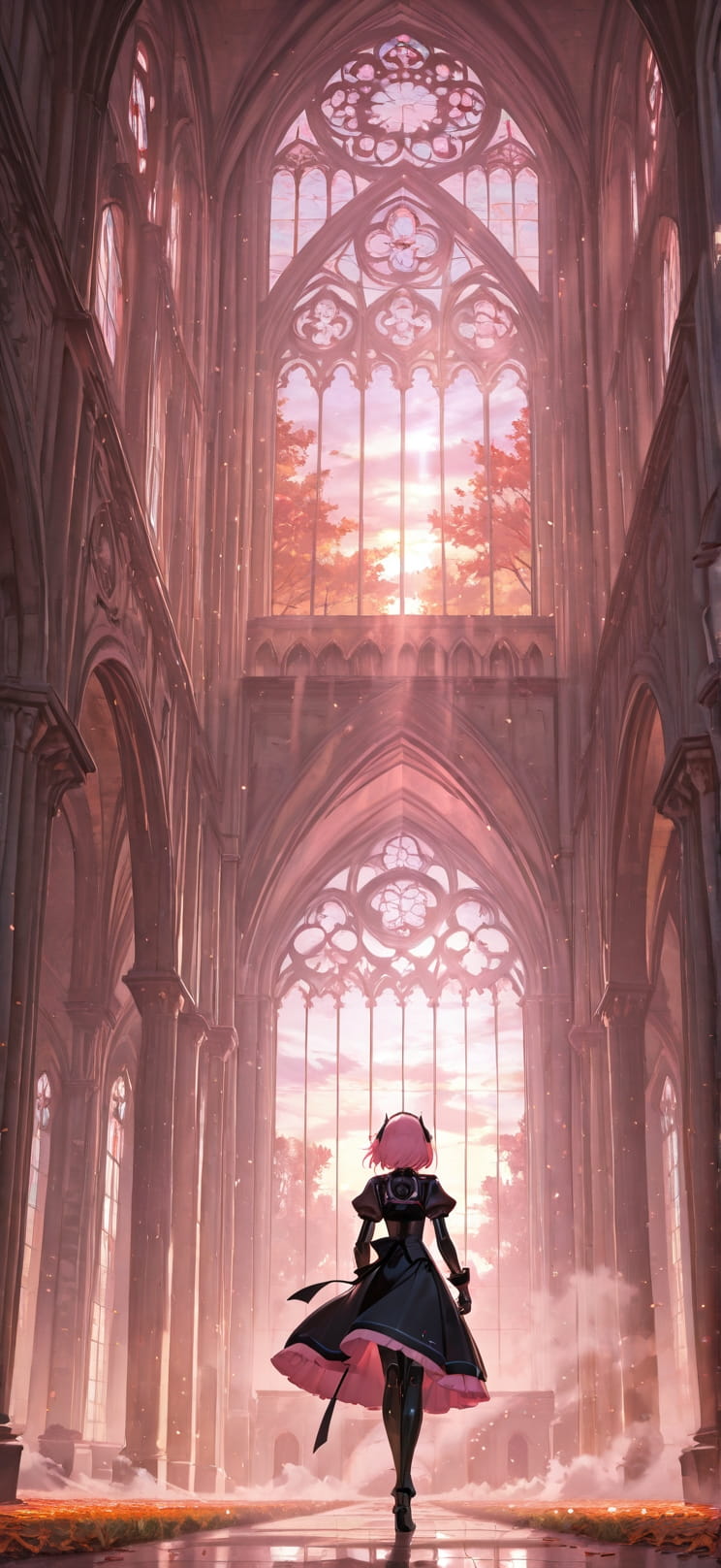 Cathedral Pink Sunset Sky Autumn Machine mobile wallpaper / スマホ壁紙