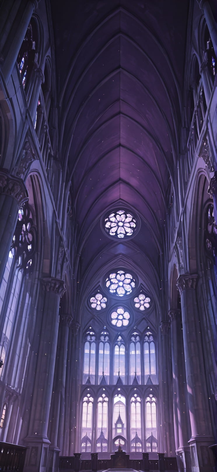 Cathedral Purple Night City Summer mobile wallpaper / スマホ壁紙