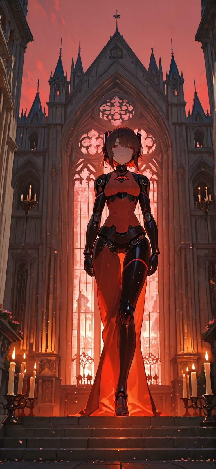 Cathedral Red Afternoon City Spring Machine mobile wallpaper / スマホ壁紙