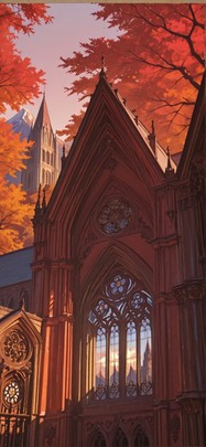 Cathedral Red Afternoon Mountain Autumn mobile wallpaper / スマホ壁紙