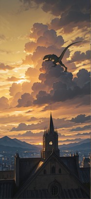 Cathedral Yellow Sunset Mountain Summer Animal mobile wallpaper / スマホ壁紙