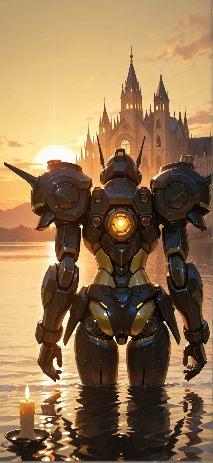 Cathedral Yellow Sunset Sea Summer Machine mobile wallpaper / スマホ壁紙