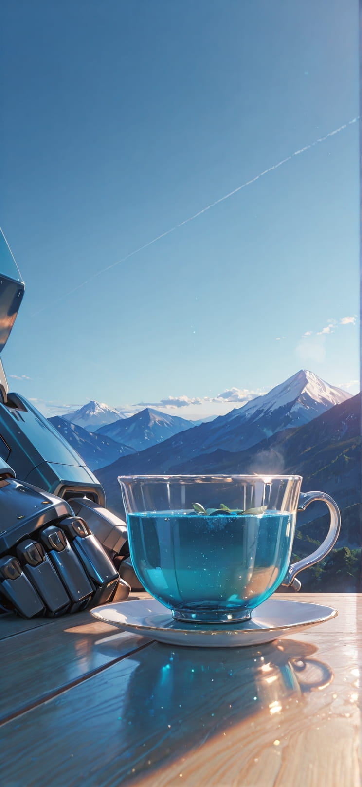 Ceramic Blue Afternoon Mountain Summer Machine mobile wallpaper / スマホ壁紙