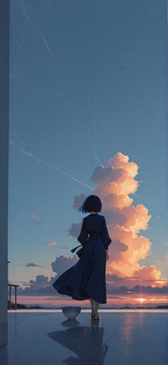 Ceramic Blue Sunset Sky Spring mobile wallpaper / スマホ壁紙