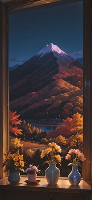 Ceramic Brown Night Mountain Autumn mobile wallpaper / スマホ壁紙