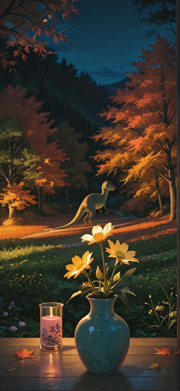 Ceramic Green Night Nature Autumn Animal mobile wallpaper / スマホ壁紙