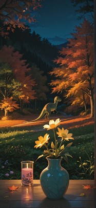 Ceramic Green Night Nature Autumn Animal mobile wallpaper / スマホ壁紙