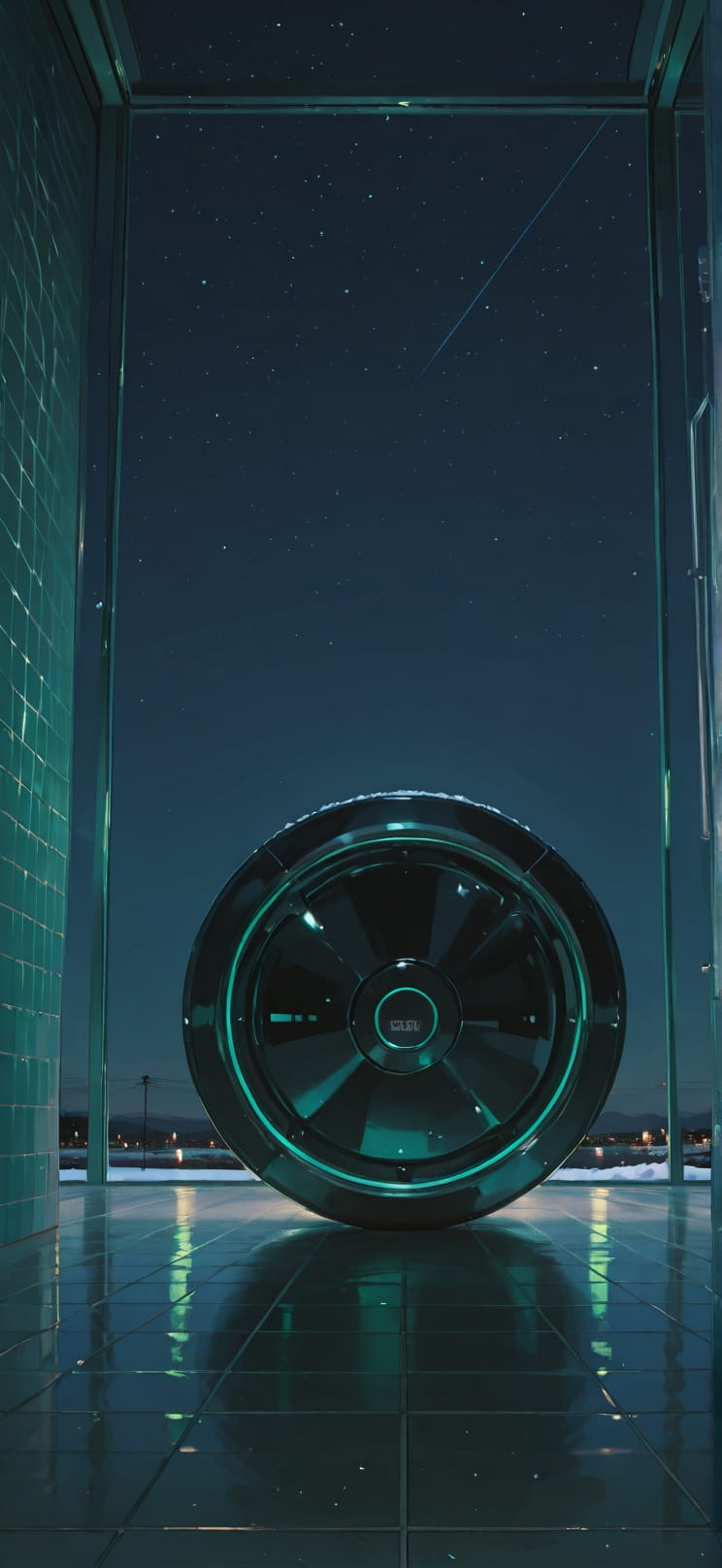 Ceramic Green Night Sky Winter Machine mobile wallpaper / スマホ壁紙