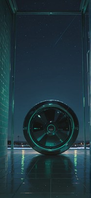 Ceramic Green Night Sky Winter Machine mobile wallpaper / スマホ壁紙