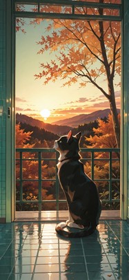 Ceramic Green Sunset Nature Autumn Animal mobile wallpaper / スマホ壁紙