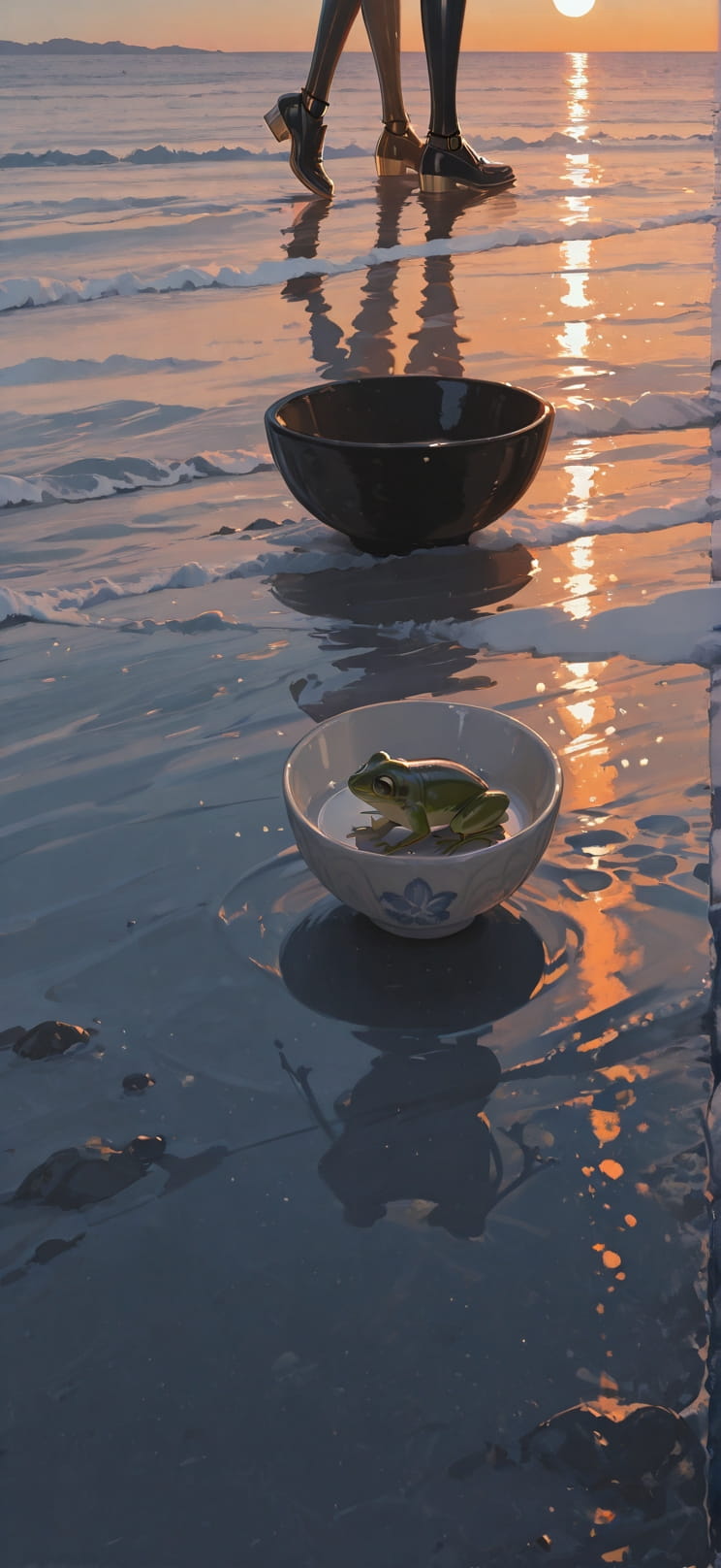 Ceramic Orange Afternoon Sea Winter Animal Machine mobile wallpaper / スマホ壁紙