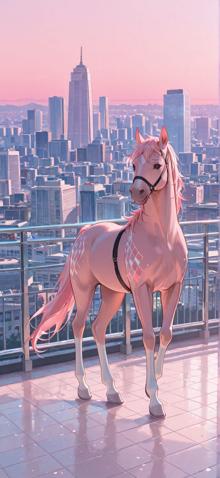 Ceramic Pink Afternoon City Spring Animal mobile wallpaper / スマホ壁紙