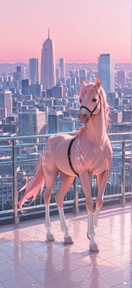 Ceramic Pink Afternoon City Spring Animal mobile wallpaper / スマホ壁紙