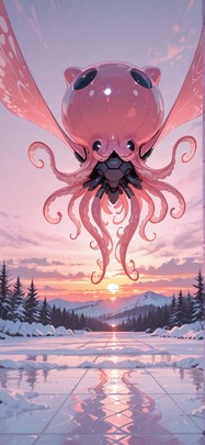 Ceramic Pink Sunset Nature Winter Animal Machine mobile wallpaper / スマホ壁紙