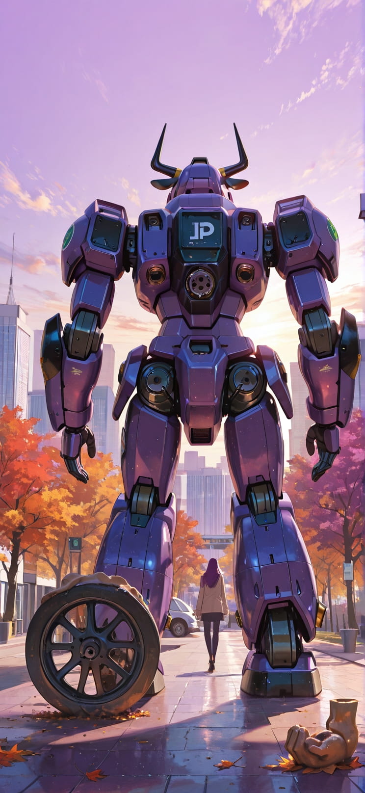 Ceramic Purple Afternoon City Autumn Animal Machine mobile wallpaper / スマホ壁紙