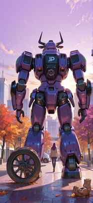 Ceramic Purple Afternoon City Autumn Animal Machine mobile wallpaper / スマホ壁紙