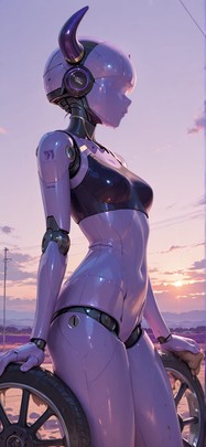 Ceramic Purple Afternoon Sky Summer Animal Machine mobile wallpaper / スマホ壁紙